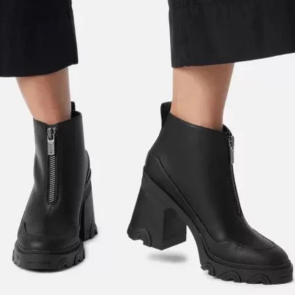 Sorel Brex lug zip Black Heeled Ankle Boots